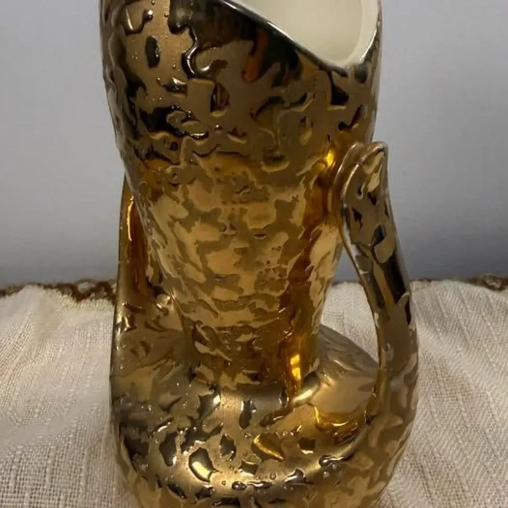 Vintage Gold Weeping Glaze Ceramic Double Handle Vase